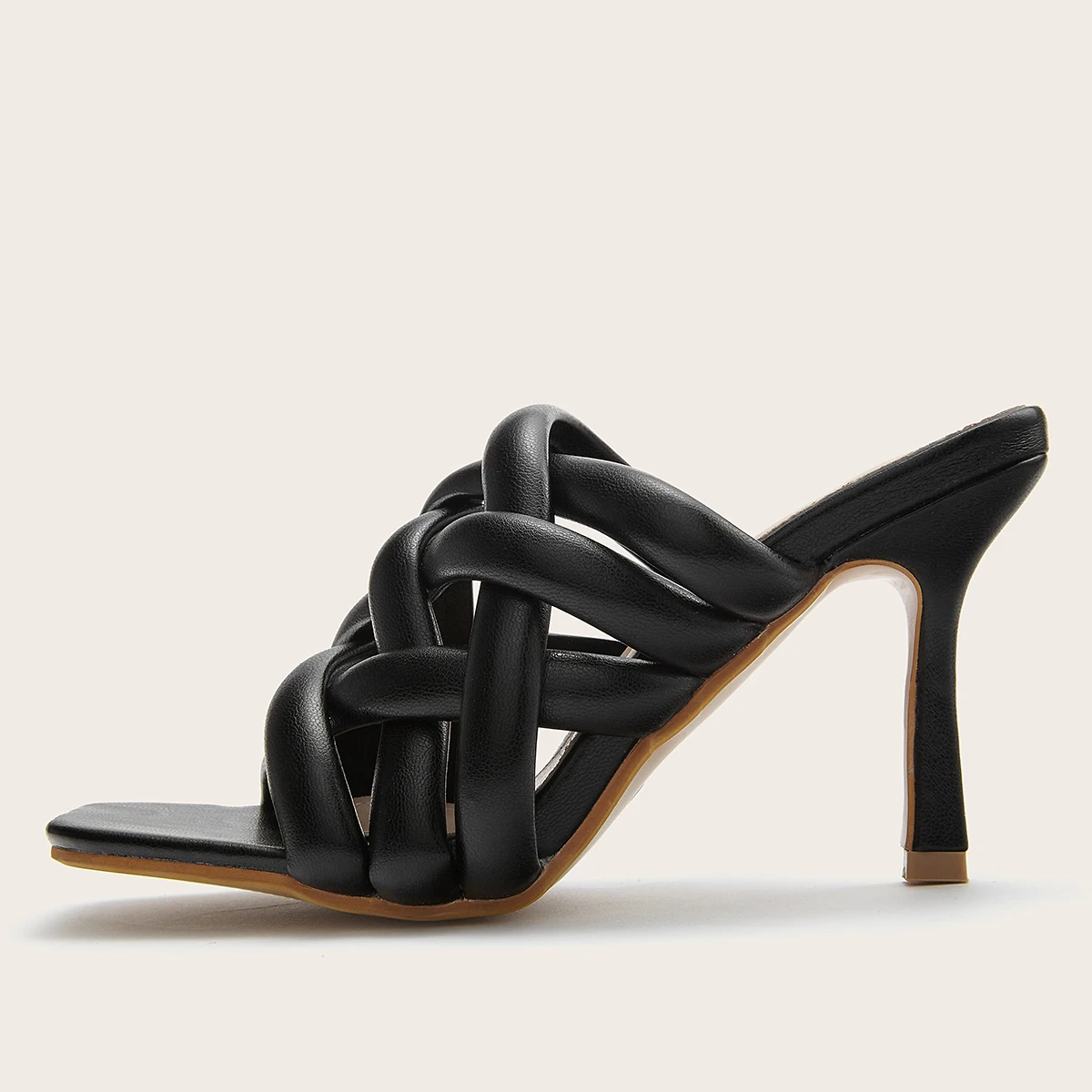 

Best Selling Slippers Talons Slides Ladies Footwear Cross Woven Sandals Trendy Mules Heels for Women Shoes 2021, Black, white