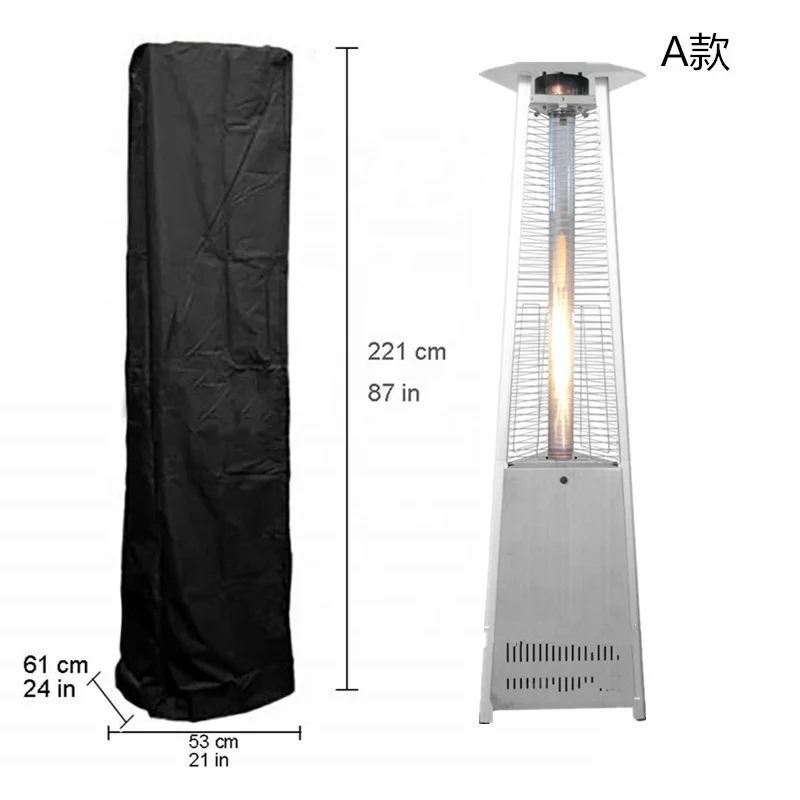 

Custom Outdoor Orchard Pyramid Gas Heater Cover Waterproof 210D Oxford Cloth Patio Cover with Zipper Bag, Black