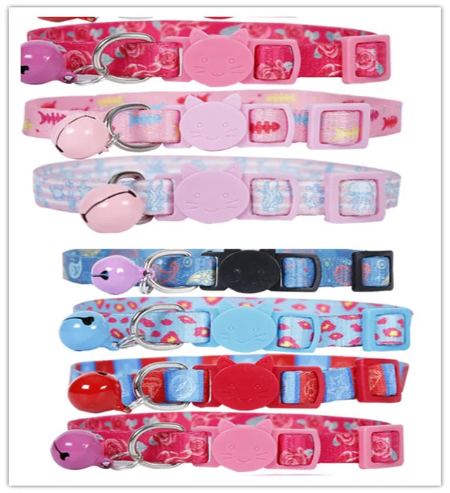 

pet cat kitten collar necklace printed styles breakaway buckle with bell safety buckle