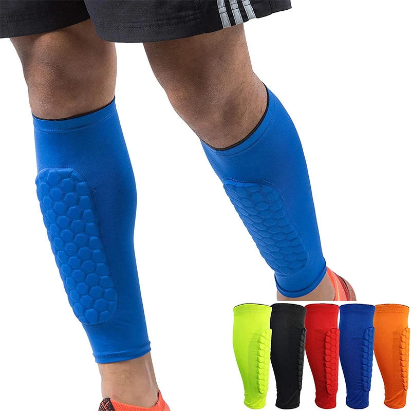 

Honeycomb Anti-collision Soccer Calf Compression Sleeve Shin Guards Shin Pads for Football, Baseball, Taekwondo, Black,green,red,blue,orange