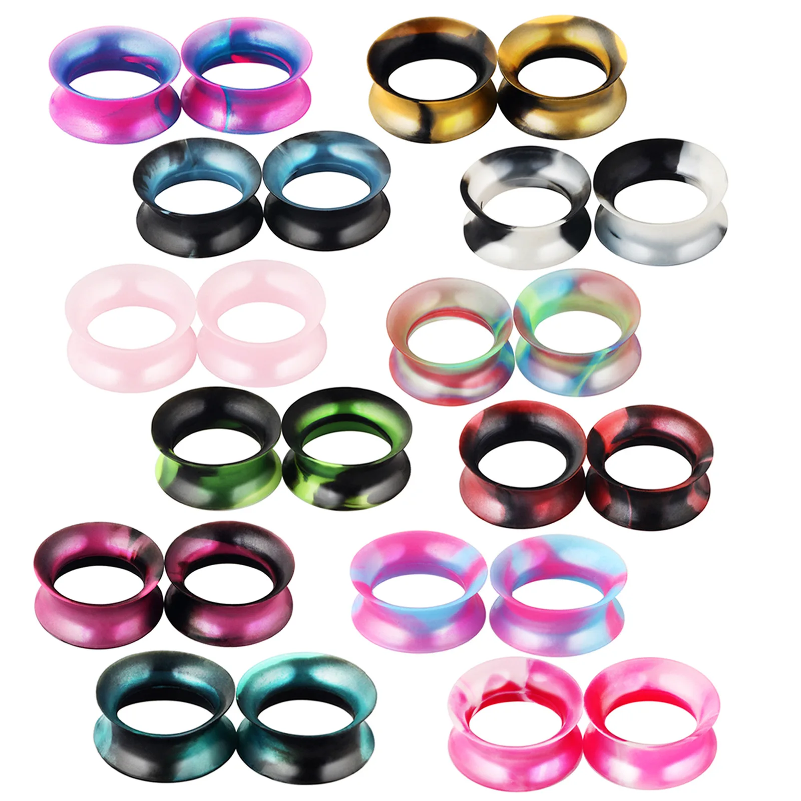 

New Pearl two-tone thin silicone auricle piercing jewelry ear tunnels plug