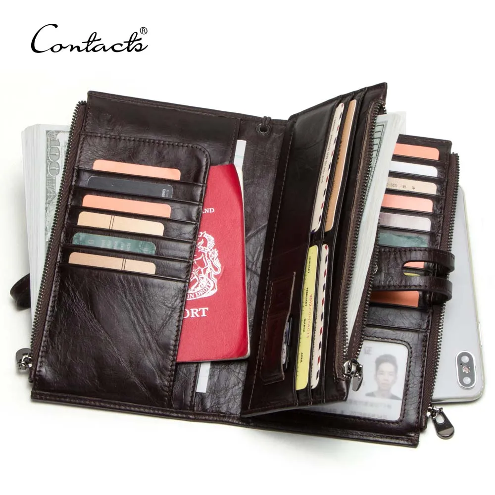 

drop ship contact's wholesale fashion genuine cowhide leather triple zipper men leather wallet phone pocket with card holder, Coffee, blue, green, red or customized
