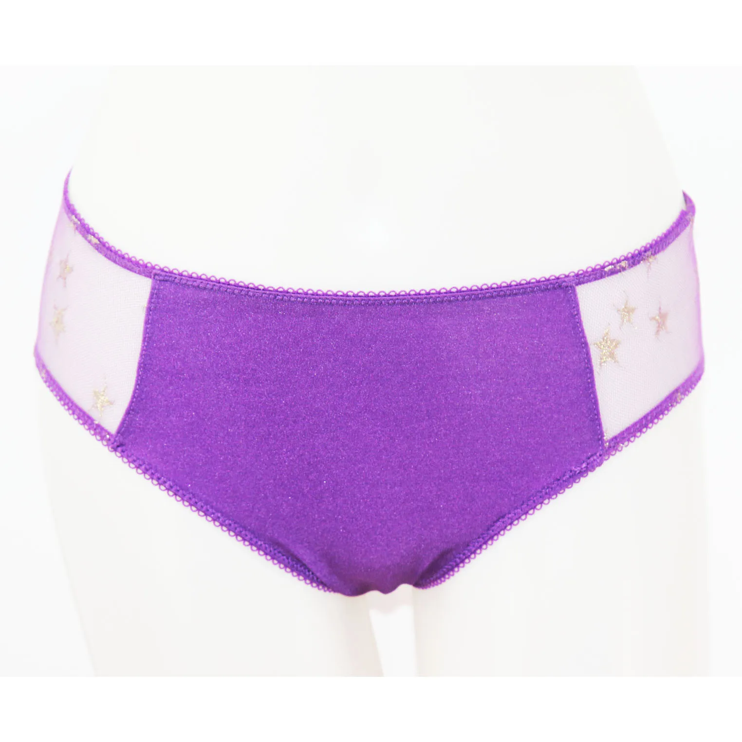 

2021sexy story womens sexy underwear panties boxer with golden foil stars print transparent lingerie net-a-porterexcclusive, Black