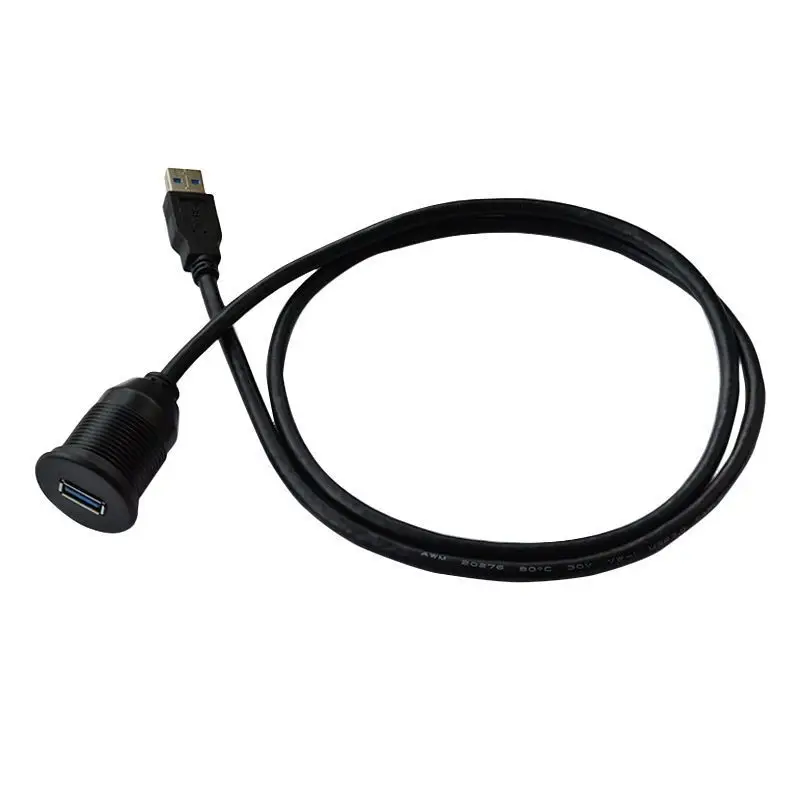 

1m waterproof Black color usb 3.0 extension Panel Mount screw cable
