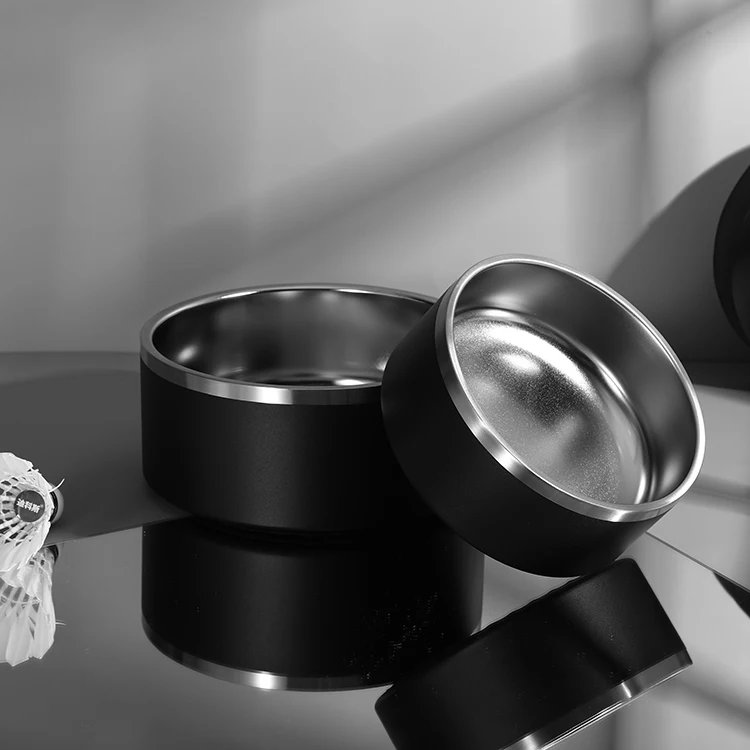 

2021 Stainless Steel Vacuum Dog Bowl Nonslip Pet Food Bowls With Rubber Base Feeding Dogs Cats Food Feeder