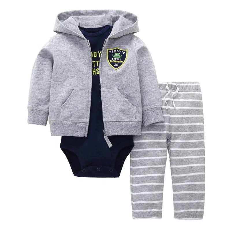 

Wholesale kids clothing unisex Baby+Clothing+Sets 100% cotton baby boys' clothing 3 piece sets, Customized color