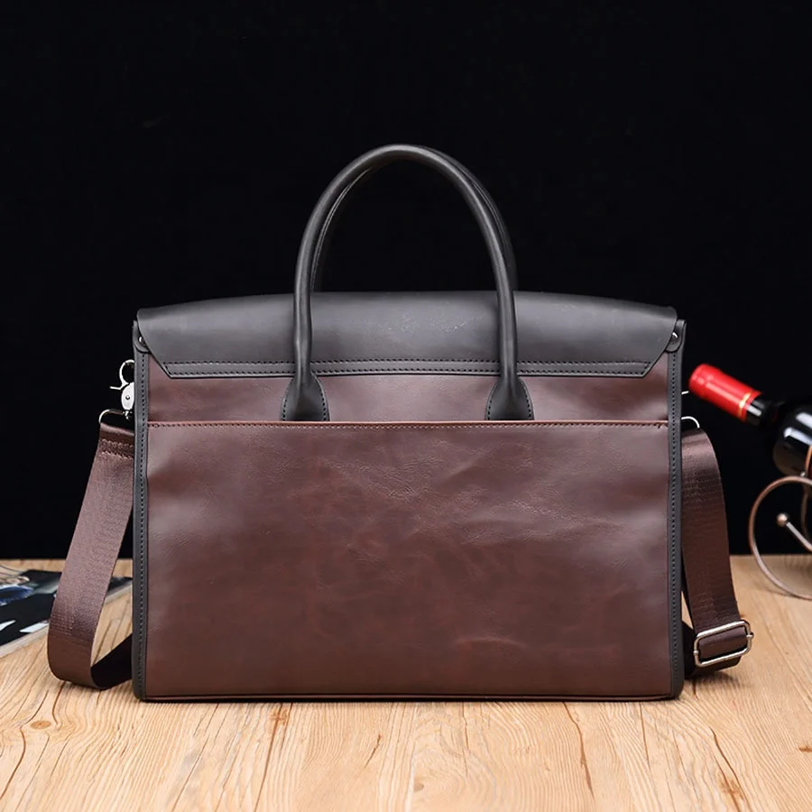 

2021 Wholesale And Customize Vintage Business PU Leather Men's Shoulder Computer Briefcase Crossbody Laptop Bag, Customized