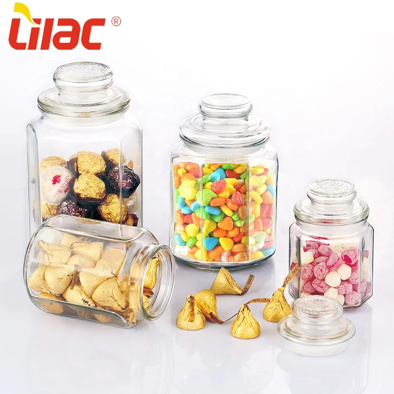 

Lilac FREE Sample 750ml 1200ml 1600ml wholesale modern decor container set glass malaysia package ginger candy cookies jar