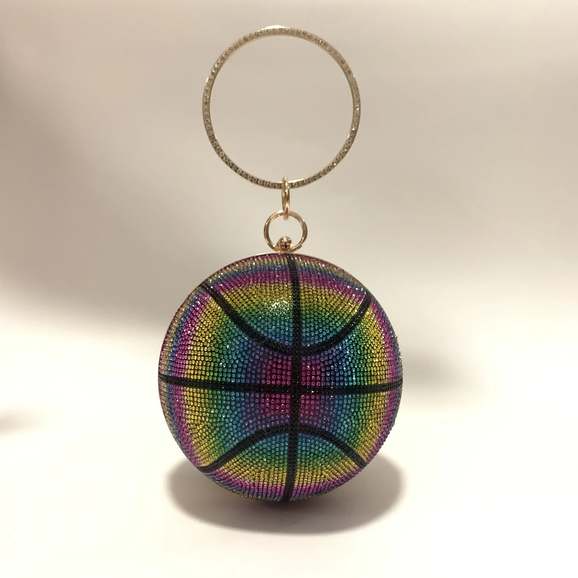 

2021 Round Ball Basketball Bag Full Diamond Colored Diamond Handband Ball Bag One-shoulder Dinner Bag