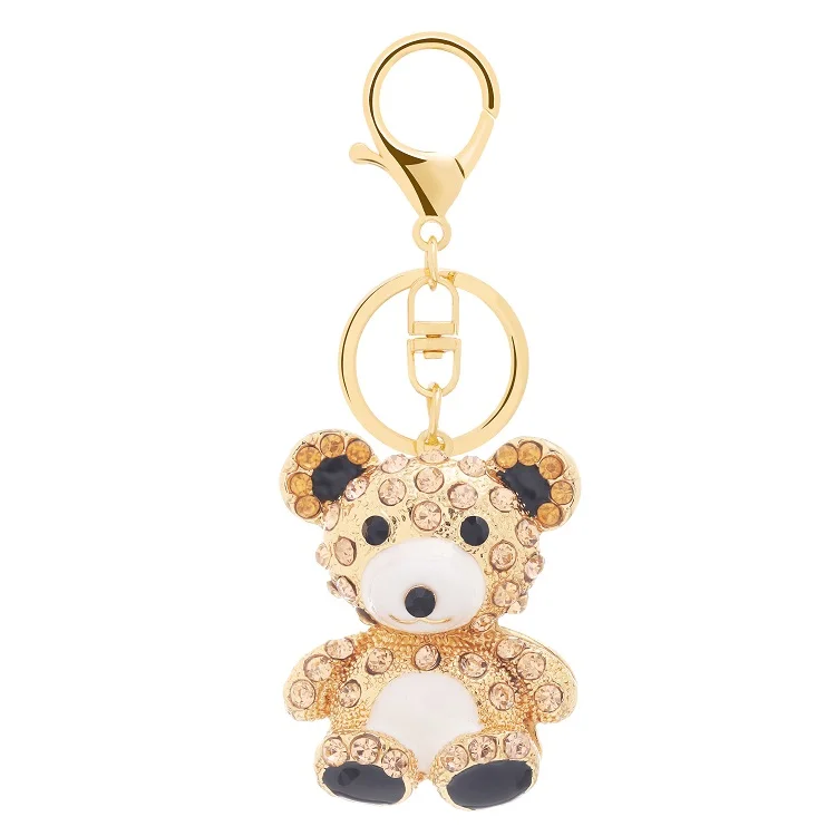 

Factory wholesale small cute bear metal lovely cute diamond lucky car keychains