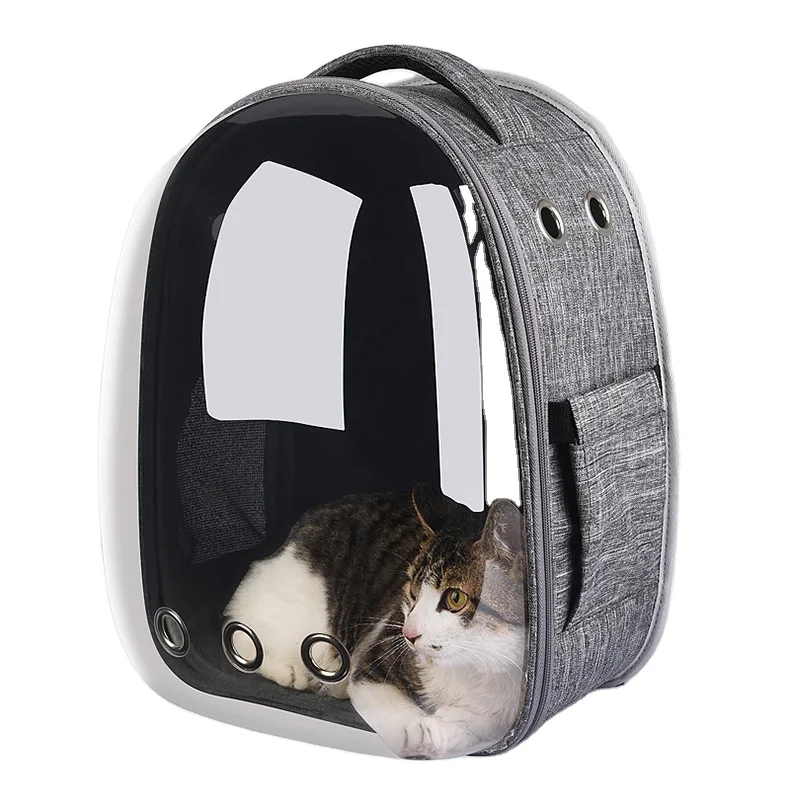 

Hot selling portable outdoor transparent space capsule pet cat carrying carrier backpack small animal backpack pet travel bag, Grey