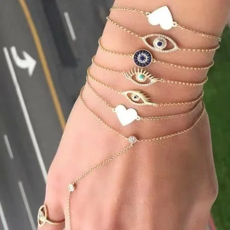 

Fashion gold bracelet turkish eye set for women wholesale ND2105234, As picture