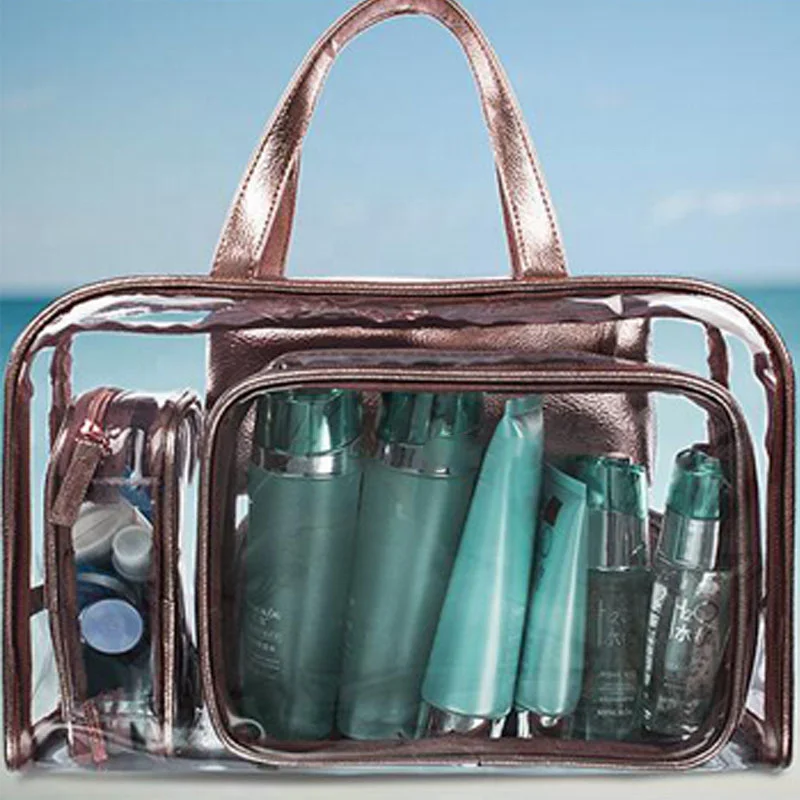 

New Product Travel Clear Cosmetic Bag Set Make Up Pouch bag sets tolitery clear pvc bag for travel