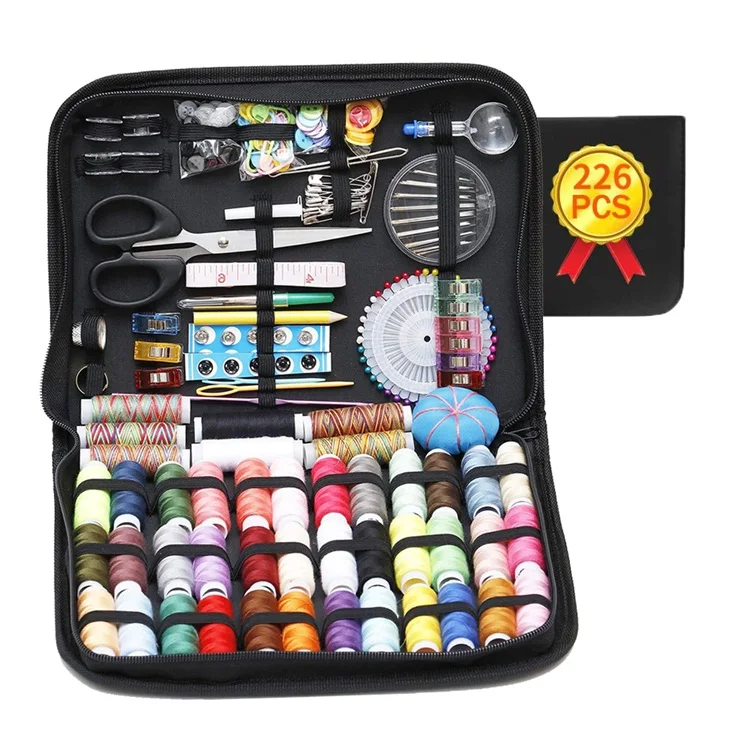 

Professional Sewing Kit 226 Premium Sewing Accessories Complete Needle & Thread Kit for Sewing Needwork DIY Craft Tool Set, Black