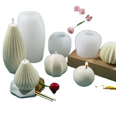 

Fusimai Geometry Line Pear Shaped Silicone Mould Stripe Conical Making Bottle Vertical Striped Spherical Candle Molds, As is shown in the picture