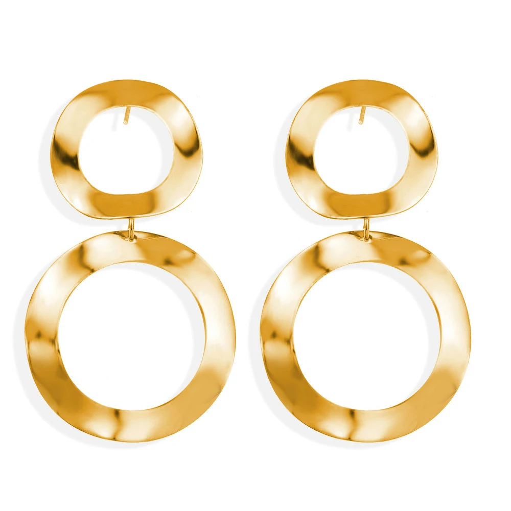 

546 Vintage Geometric Multi layer Metal Circle Round Drop Earrings Creative Gold plated Drop Earrings