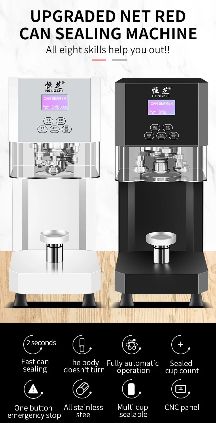 Blikjessluitmachine Volledige automatische 360W blikjessealer Blikjessealer met slimme teller Tin Can Sealer Flessenblikafdichting Op maat gemaakt kaliber voor melk, thee, koffie, blikjes