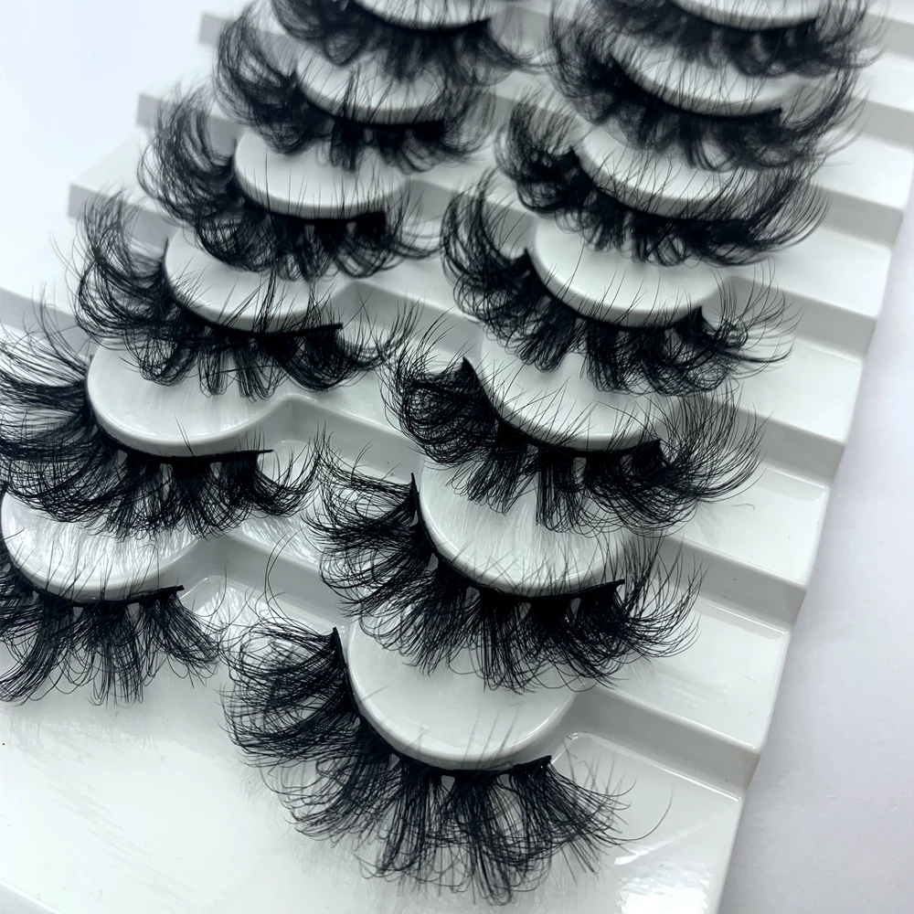 

8 pairs vegan faux mink eyelashes long dramatic handmade 3d 5d 6d 25mm natural false eyelashes