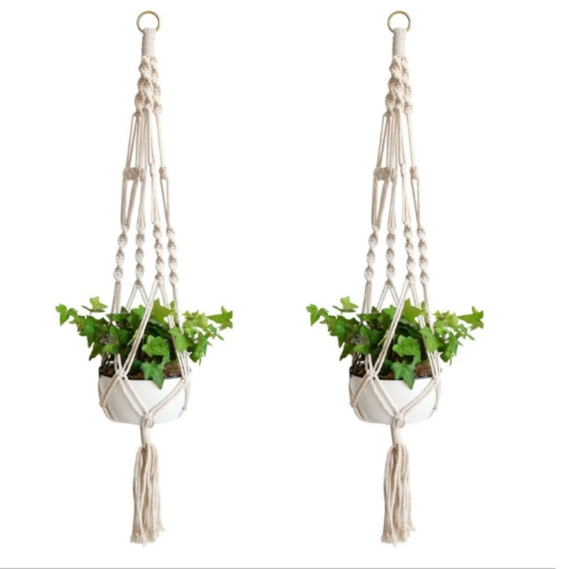 

H332 Home Garden Balcony Decoration Cordage Planter Holder Handmade Knitting Natural Net Hanger Flower Pot Basket, 1 colour