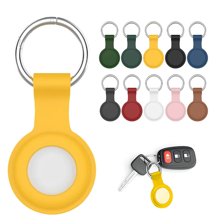 

Hot Selling Silicone Airtag Case Label Protection Cover Backpack Strap Silicone Label Mobile Phone Pendant Silicone Ring, Provide 10 color options