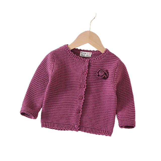 
Baby Girls Knitted Cardigan Coat Spring and Autumn 0-3-Year-Old Infants Sweater Pure Cotton Korean-style Warm Childrenswear 