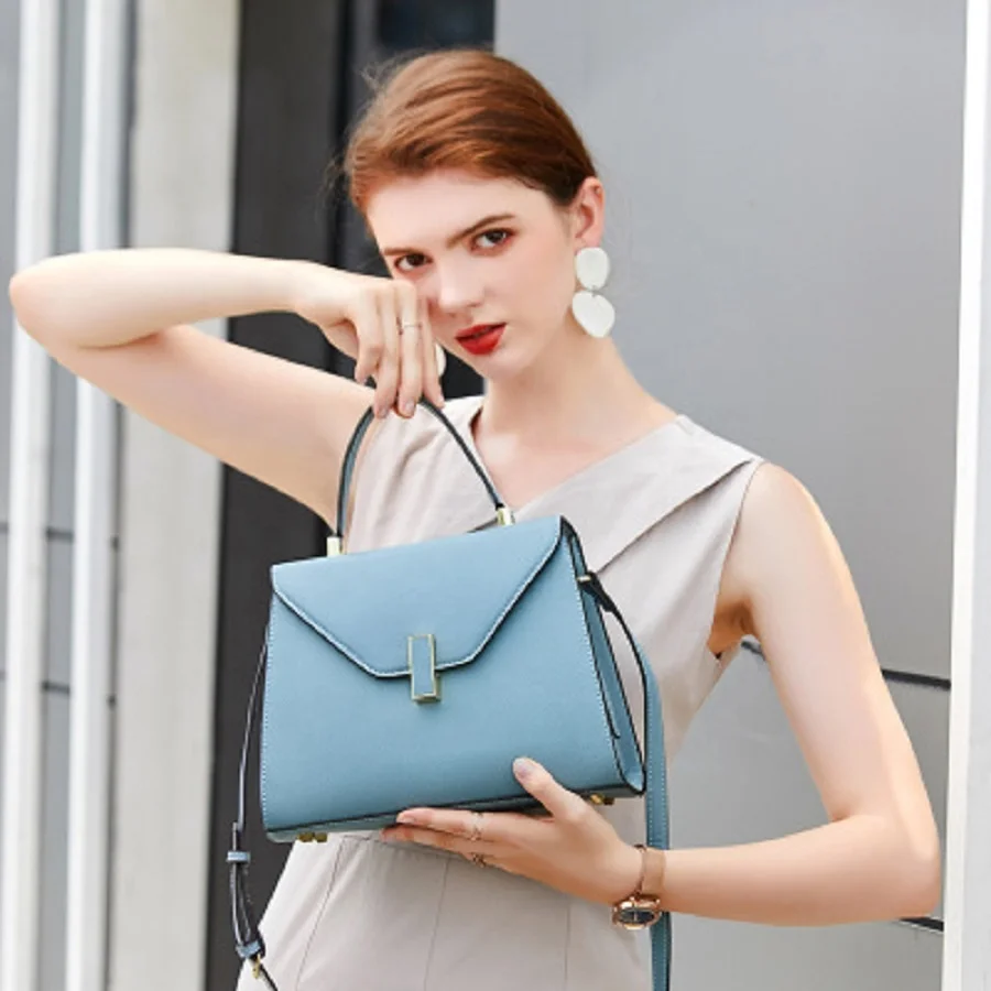 

Brand Ladies Classy Top Handle Satchel Handbags Leather Shoulder Bag Stiff Business Briefcases Work Totes Purse