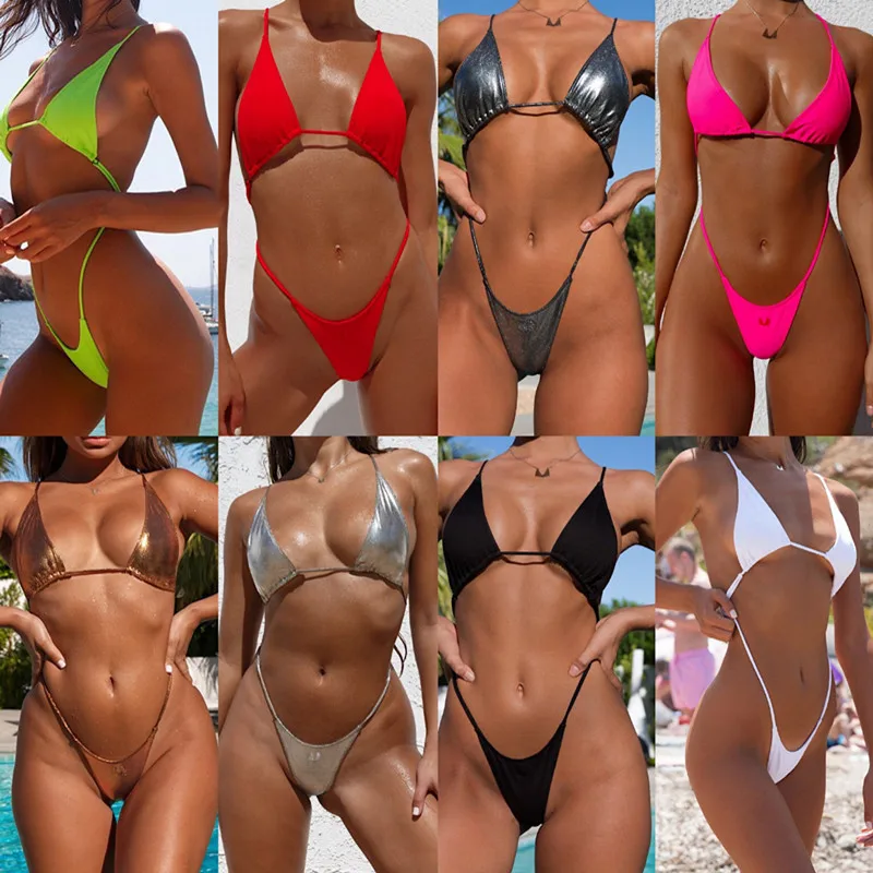 

2020 Wholesale Price High Quality Custom Women Solid Color Micro Bikini Sexi Hot Girl SwimsuitThong Bikini, As picture