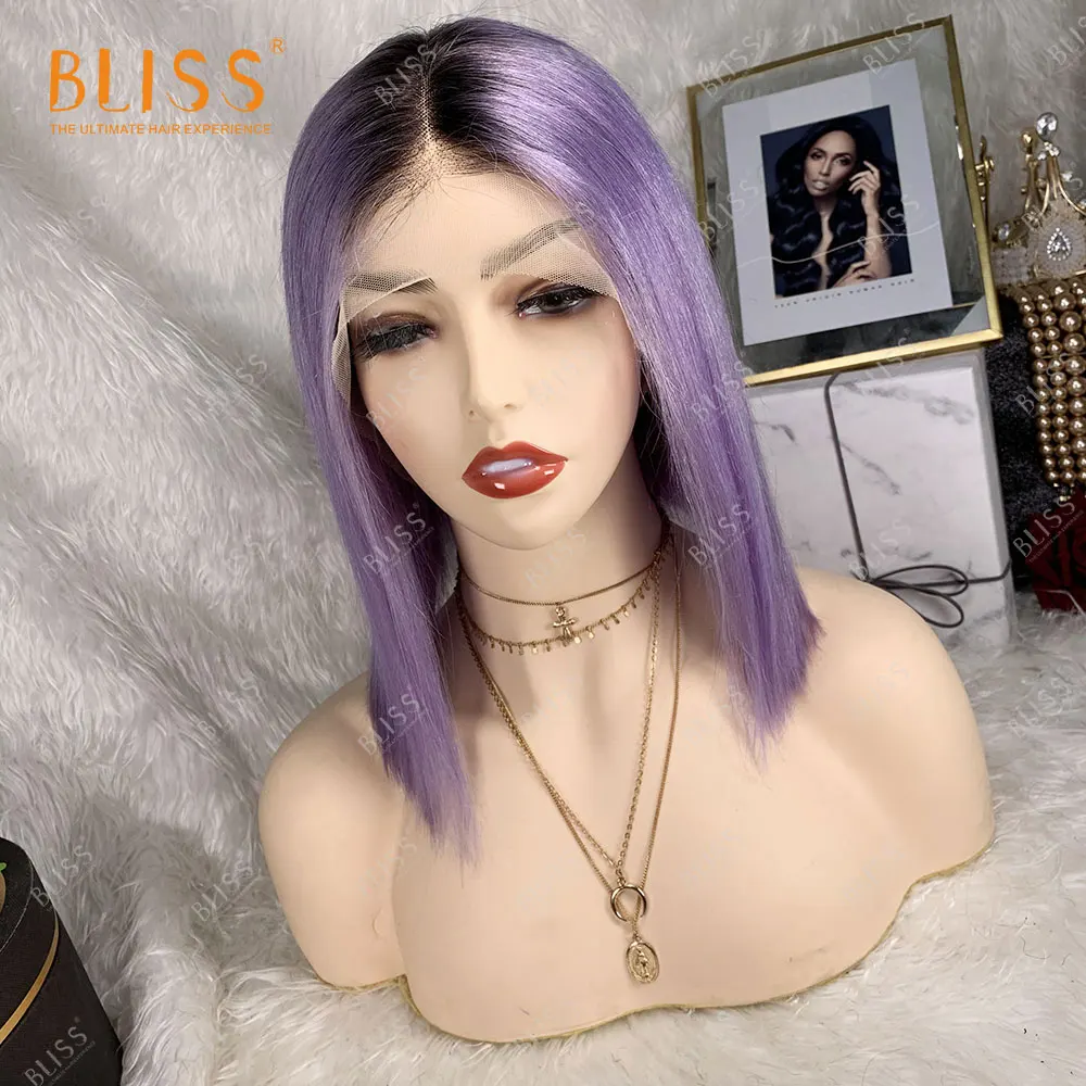 

Bliss 13x4 Transparent Lace Frontal Bob Wigs Human Hair Ombre Wigs Purple Lace Front Wig Perruque Cheveux Humain For Black Women