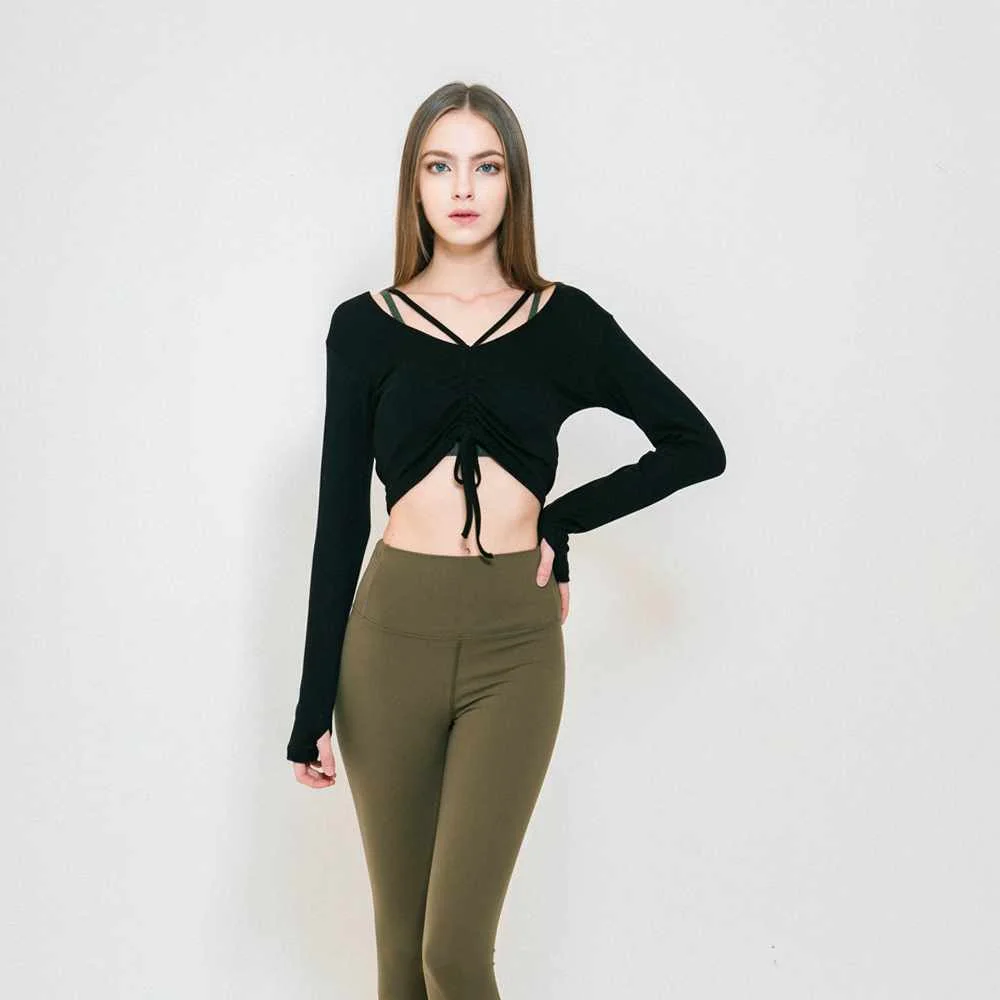

2021 sexy sports tight-fitting shirt top fitness running long-sleeved yoga clothes