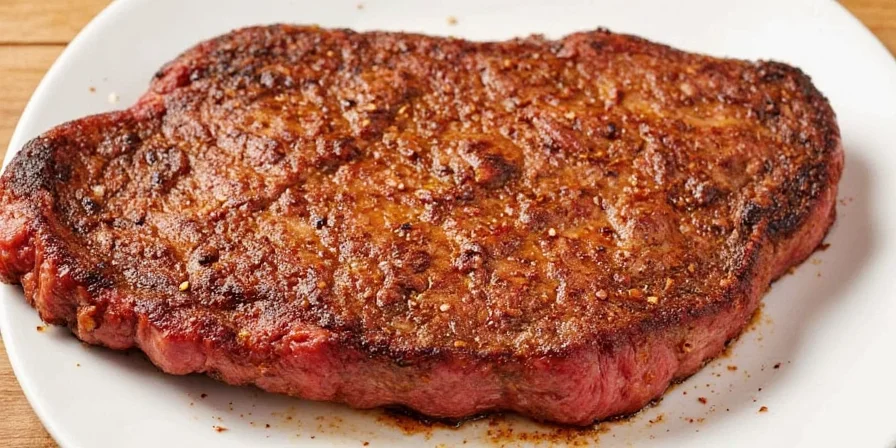 Final perfectly seasoned and cooked steak
