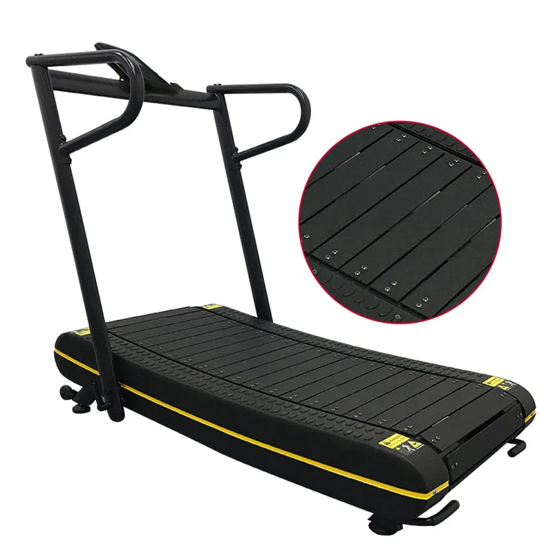 

Skyboard professional gym manual equipment foldable curved treadmills, Black