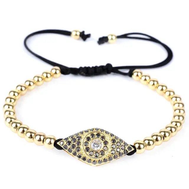 

Amazon Explosive gold plating evil eyes wholesale turkish jewelry zircon brass beads bracelet for men and women