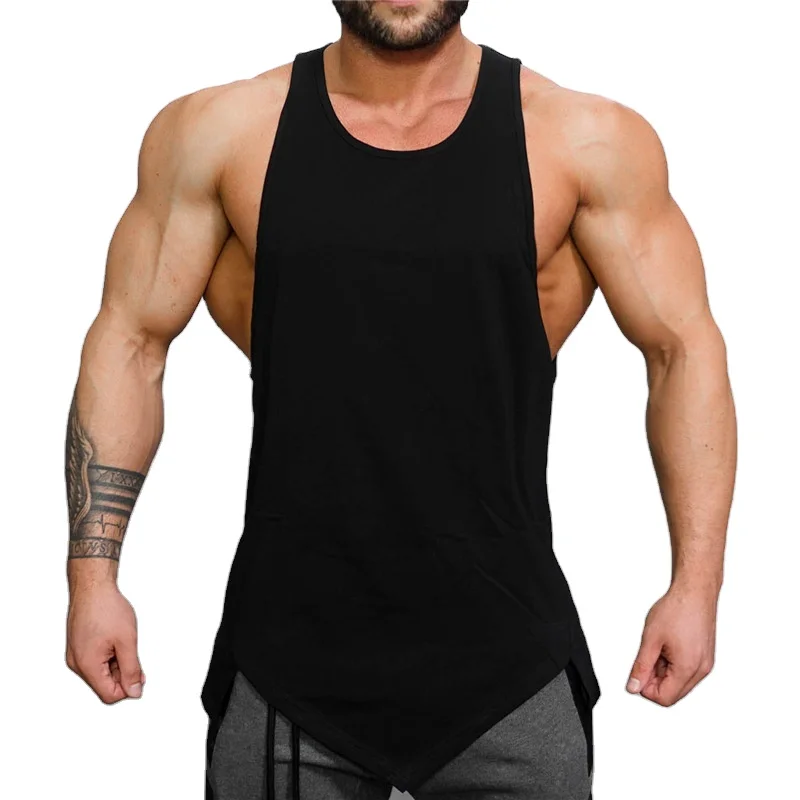 

Custom Cotton Stringer Gym Vest Fitness Singlet Workout Muscle Bodybuilding Mens Tank Top, As picture