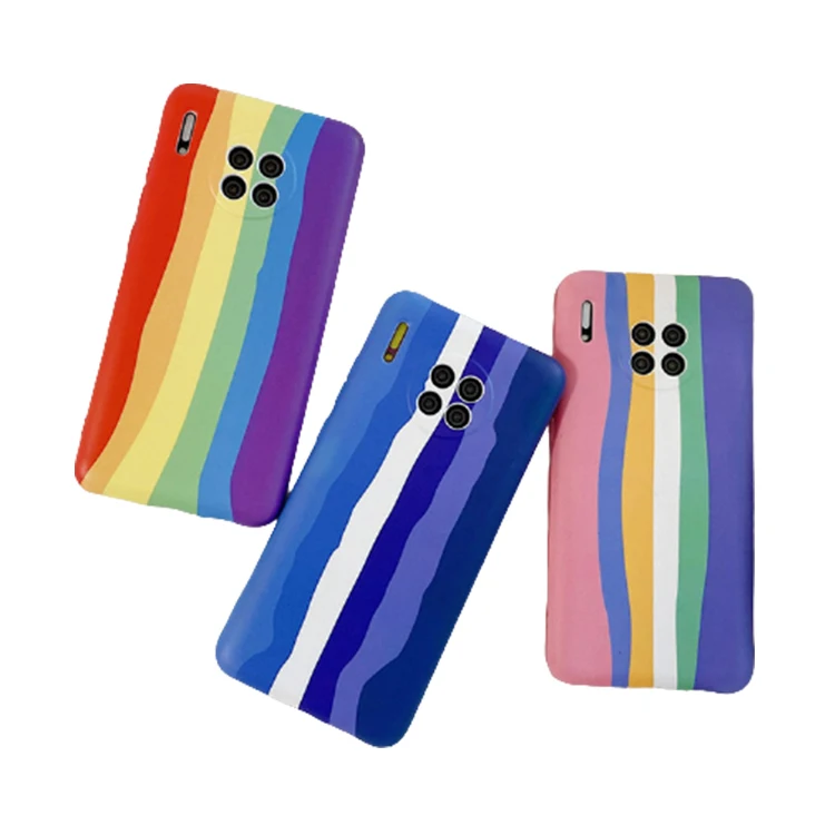 

Rainbow Liquid Silicone TPU Phone Case For Huawei P30 Pro Rubber 360 Protection P30 P40 Pro nova7SE nova7 Cover, Like picture shown 12#design