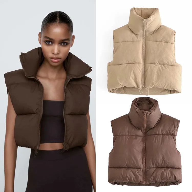 

2021 Fall woman jacket Newest Design Women's Winter Faux Down Vest Jacket Quilted Lady Sleeveless Puffer Jacket