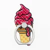 Cheap custom made personalized ice cream cartoon shape metal ring plastic cell phone holder