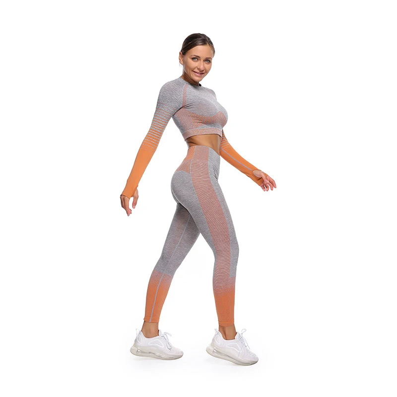 

plus size fluorescence 2pcs piecing yoga wear women's fitness sport bra&pants suit seamless yoga set gym leggings for ladies, Customized color