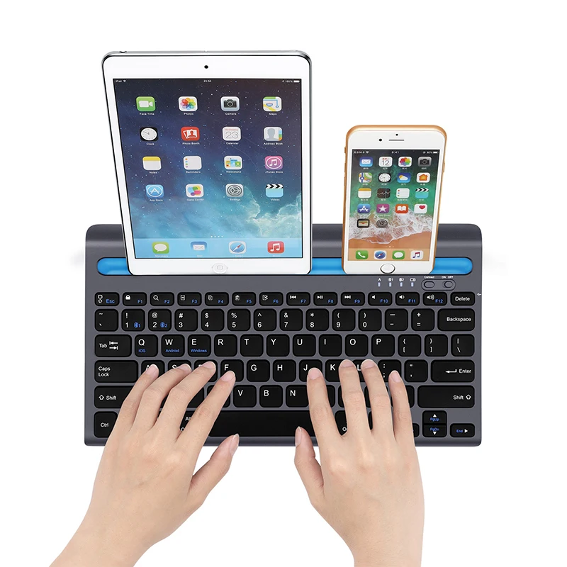 

with Tablet Slot Dual Channel Rechargeable Portable Computer Laptop Wireless Keyboard Teclado for iPad