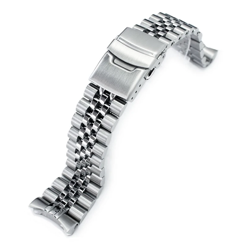 

22mm Super J Louis 3D Jubilee Brushed 316L Solid Stainless Steel Diver Watch Strap Curved End SKX 007 Watch Band