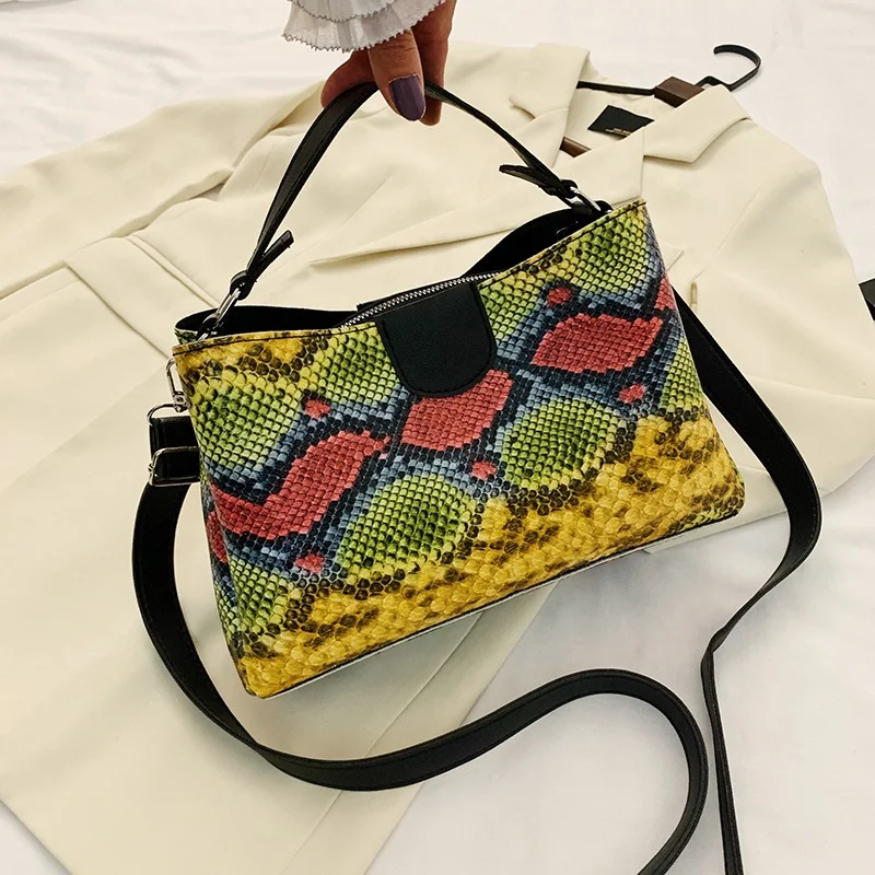 

Fashion ladies shoulder bags snake skin leather women purses designer handbags famous brands handbags for women 2021, 3 colors