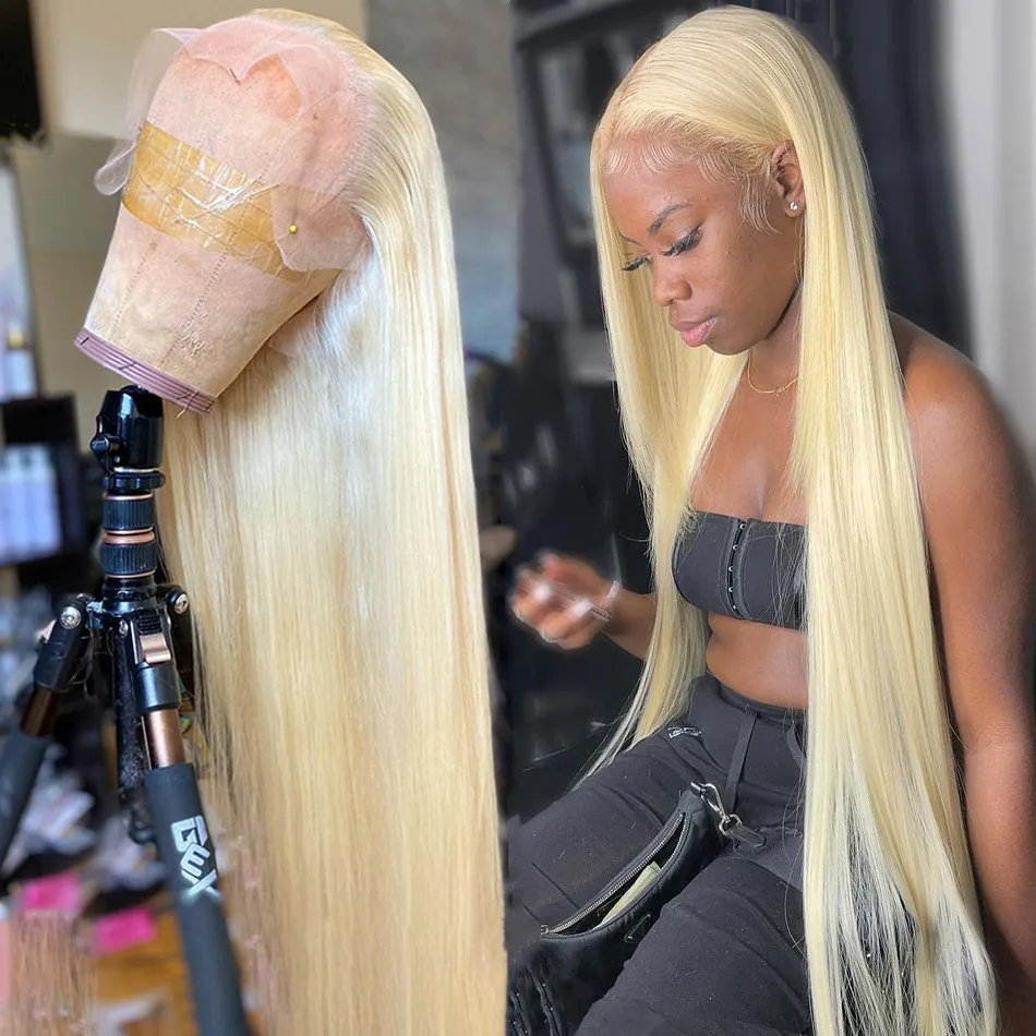 

613 lace front wig human hair 13*6 blonde lace frontal wigs human hair wigs 150 density transparent straight for black women