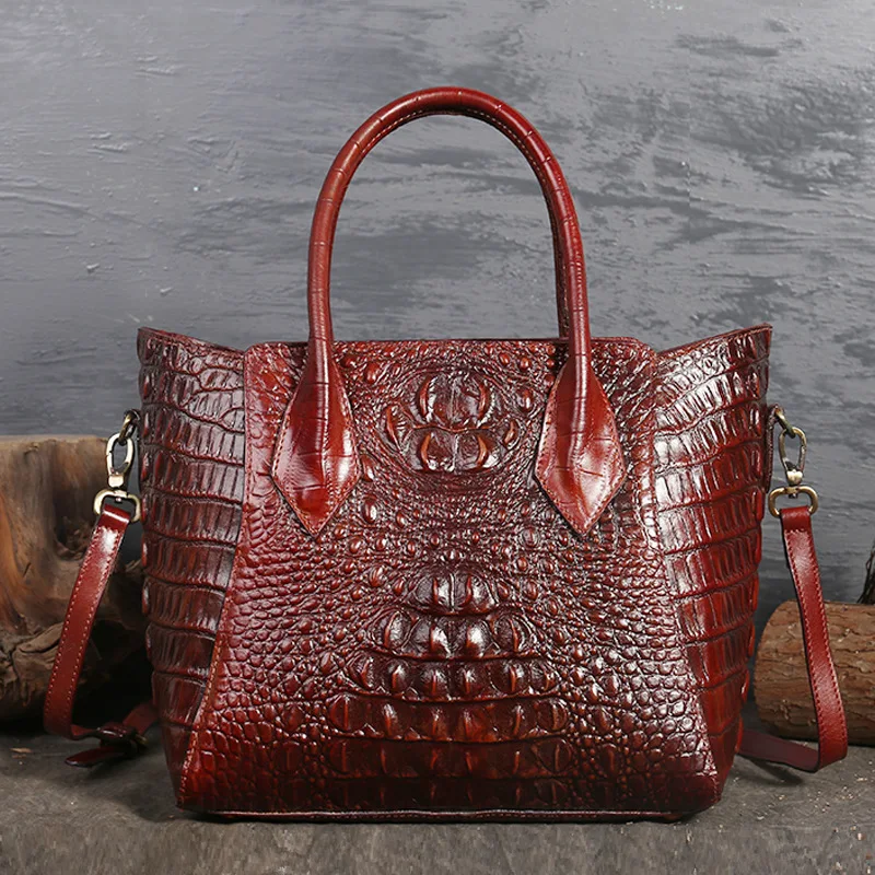 

Genuine Leather Tote Bag for Women Handbags Luxury Female High Quality Office Crocodile Pattern Ladies Hand Bags Shoulder Bags, Customized color