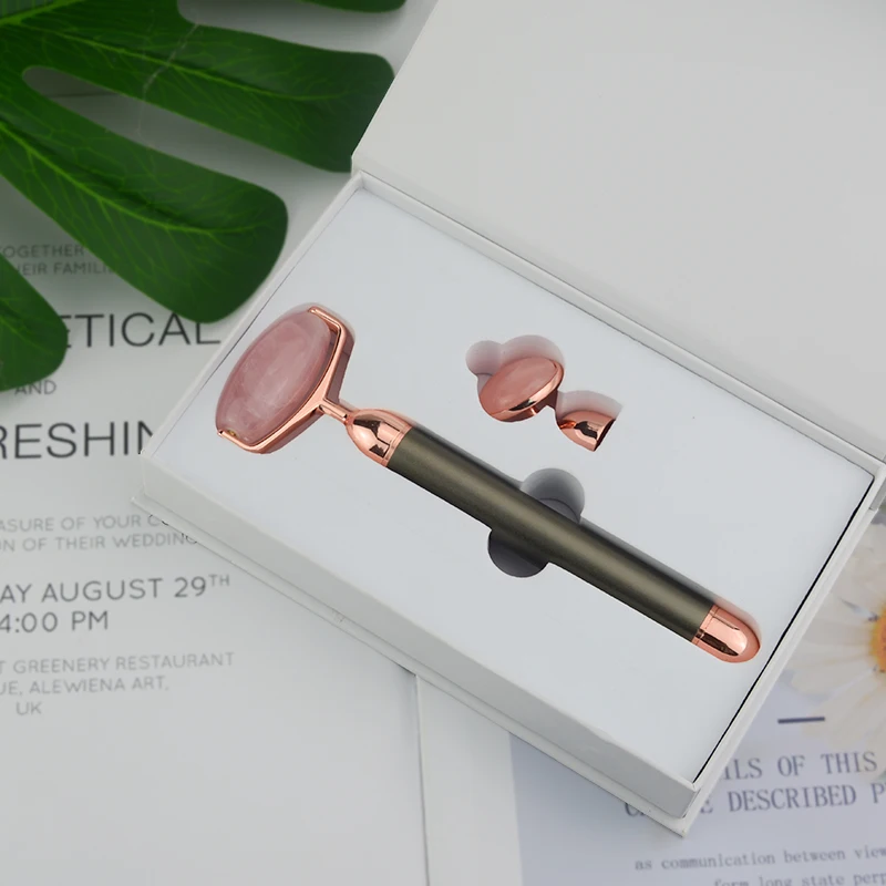 
Freely Noise Rose Quartz Jade Electric Vibrating face Massager roller 