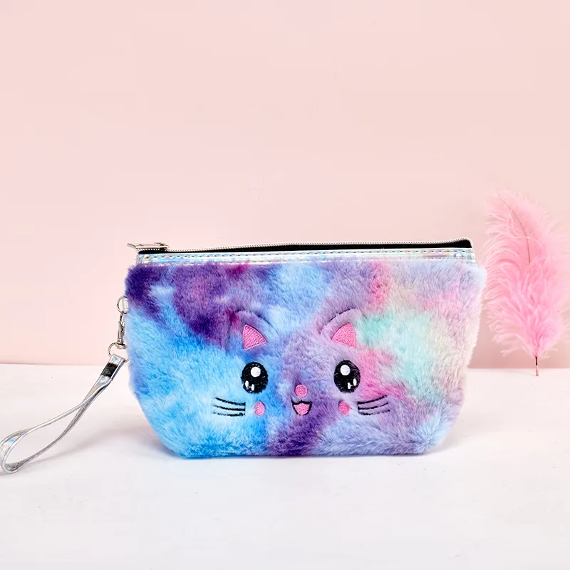 

Factory direct sales washing small square package colorful velvet cat PVC Cosmetic Bags