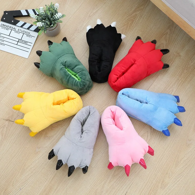 

Chinese products wholesale animal dinosaur claws plush slippers plush pet slipper custom plush slippers