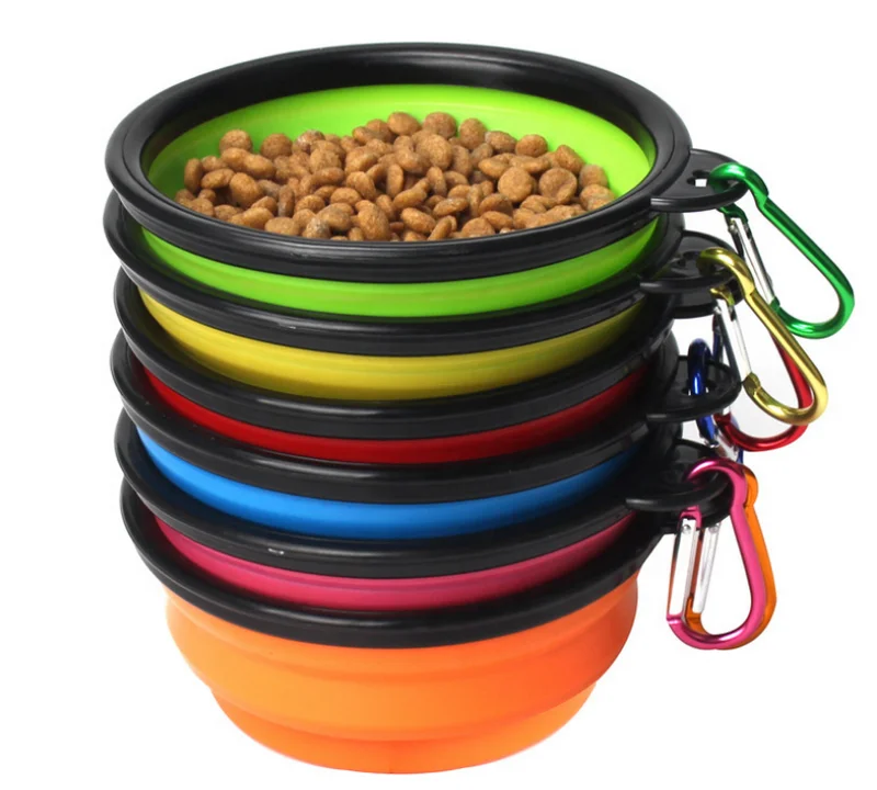 

Wholesale 350ml Travel Camping Hiking Walking Dog Dish Bowl Collapsible Dog Bowl Pet Bowl with Carabiner Clip, Customized color