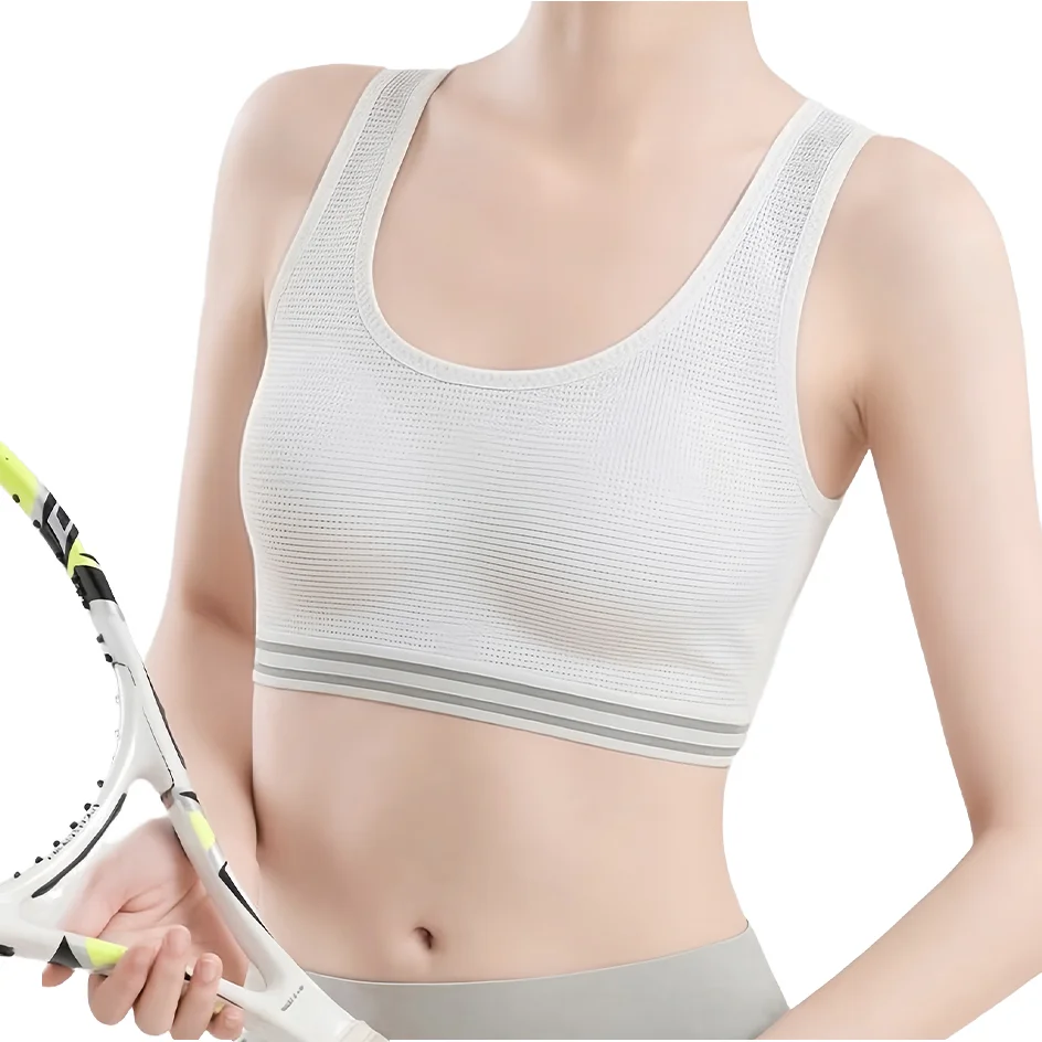 Medium Support Spandex Nylon Blend Breathable网眼Sports Bra
