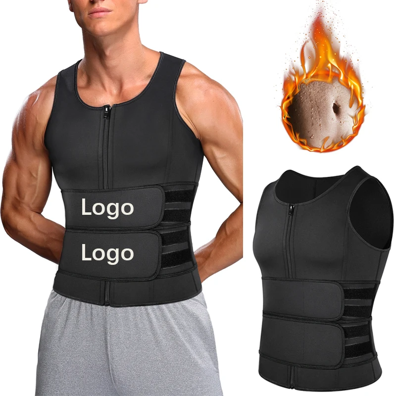 

High Quality Men Waist Trainer Corset Sweat Suits Compression Tank Top Slimming Sauna Vest Walmart For Workout, Black