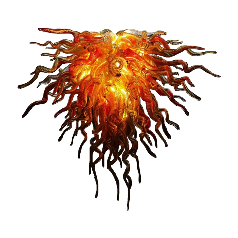 

Modern Light Fixture High Hanging Orange Color Glass Chandelier for Bar LED Home Lights Living Room Decor