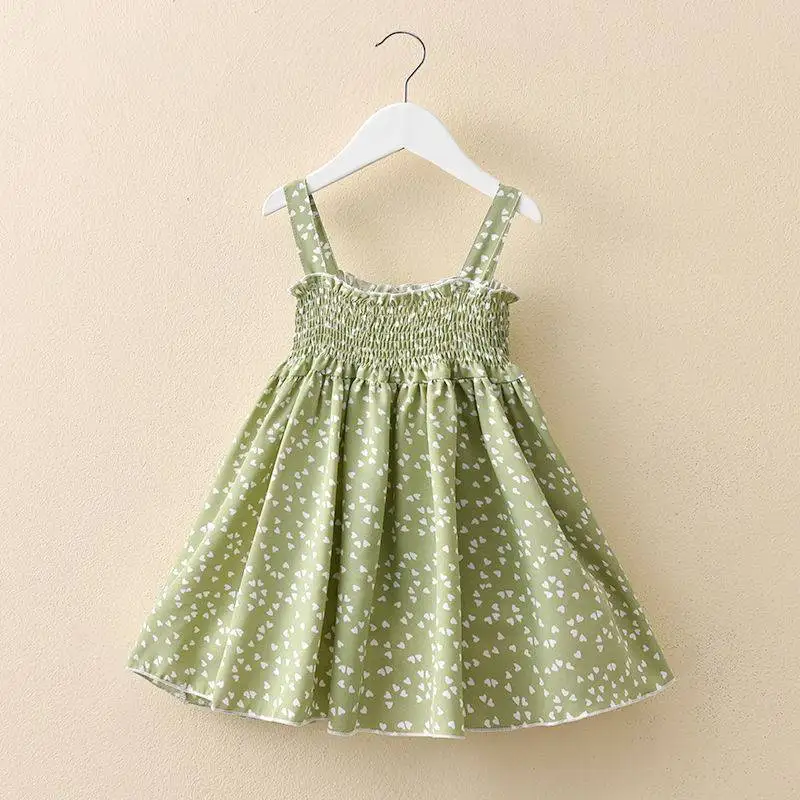 

2022 Summer Starry Smocked Dress Girl Children Love Princess Dress Baby Exotic Chiffon Print Dress, Customized color